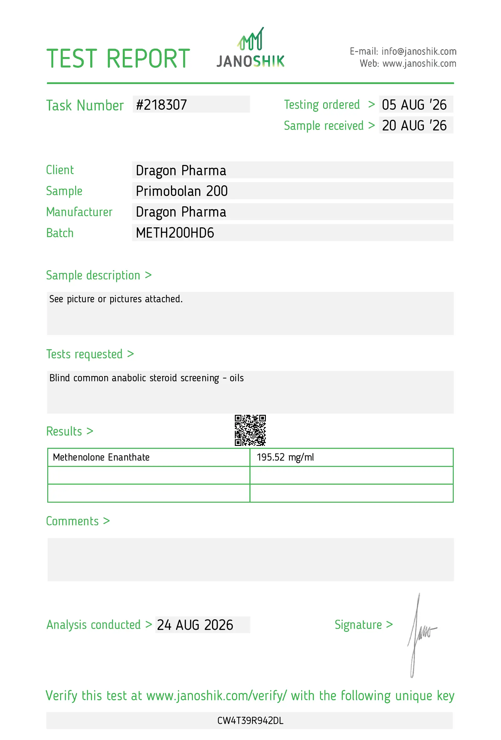 Primobolan 200 Lab Test Aug 2026