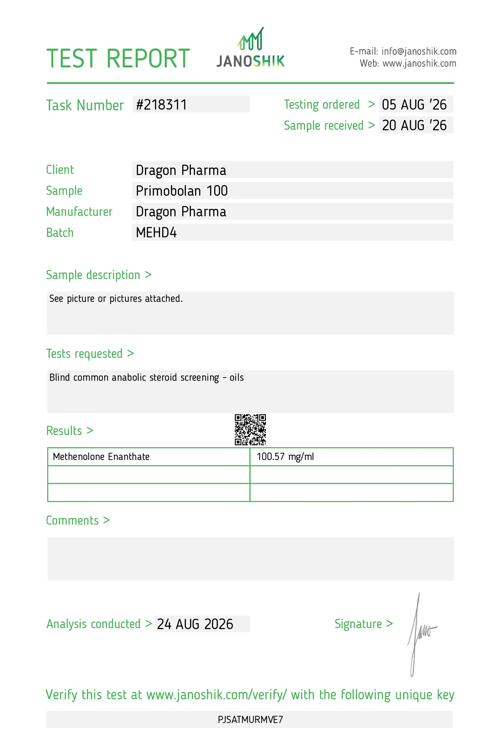 Primobolan 100 Lab Test Aug 2026