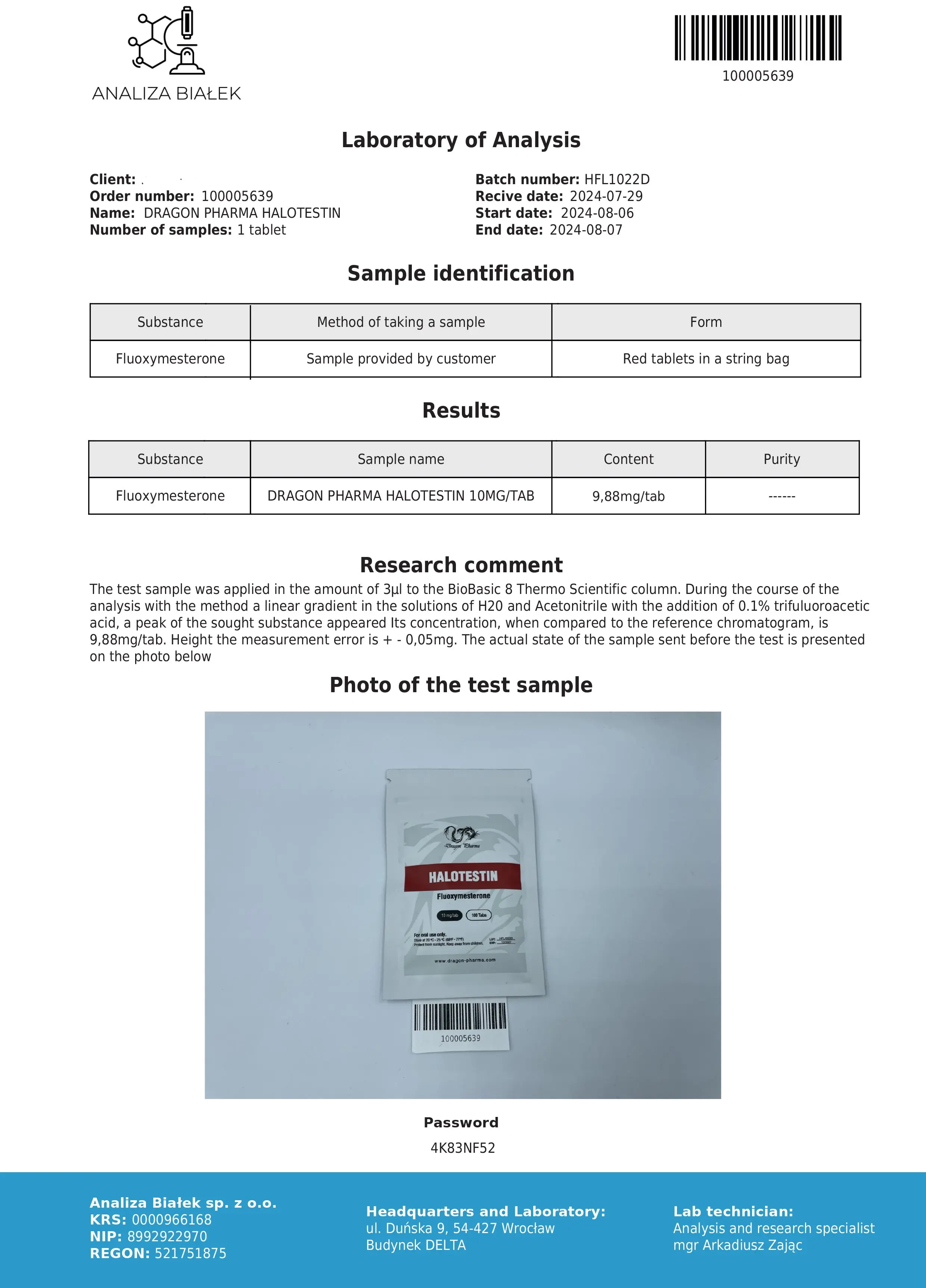 Halotestin Lab Test