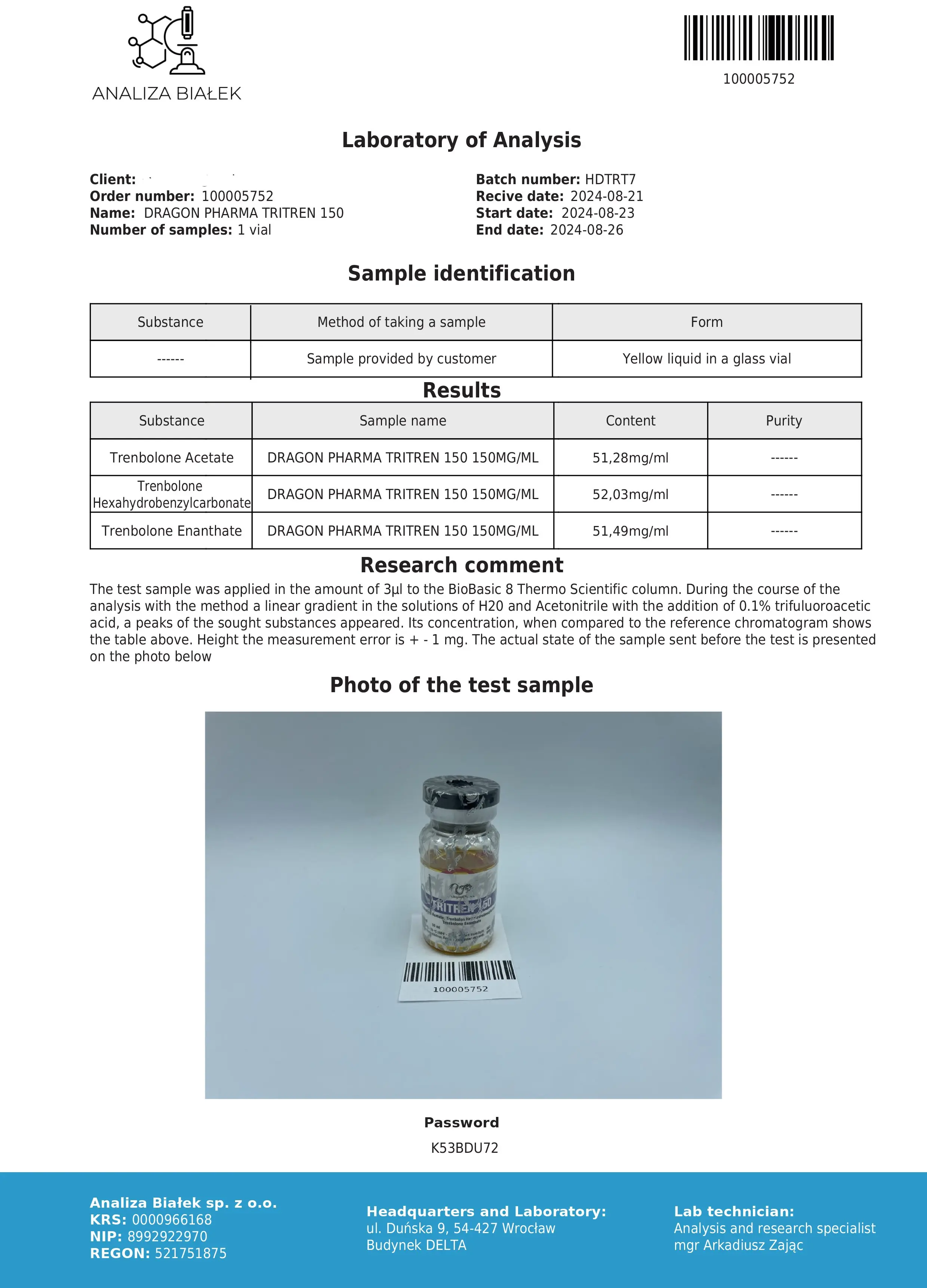 TriTren Lab test